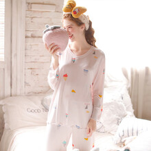 yourban月子服夏莫代尔产妇产后哺乳睡衣孕妇大码薄款家居服套装 WM807C白底冰激凌 XL