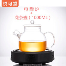 悦可堂茶炉电陶炉迷你小型铁壶煮茶器智能泡茶电磁炉家用泡茶炉煮茶器新中式茶具家用玻璃壶烧水泡茶 黑色+花茶壶