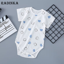 Radinka 2021夏新款婴儿包屁衣服夏季男女宝宝短袖连体衣新生儿纯棉三角哈衣薄款爬服 小米奇 66 (建议11-13斤)