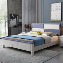 几趣  床 实木床 极简北欧胡桃色1.8米双人床 现代简约轻奢软主卧大床 气压抽屉高箱床 实木家具 床+环保椰棕+床头柜*1 1500*2000mm框架结构