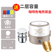 嘉艾亿 保温饭盒 加热饭盒提锅不锈钢小电饭煲 咖啡色二层(不锈钢) 1-2人