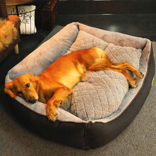 华元宠具（hoopet）狗窝大型犬睡觉的窝狗狗金毛泰迪四季通用可拆洗拉布拉多宠物用品绗格子毛皮舒适超暖窝S