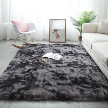 布拉塔 地毯 客厅沙发茶几垫子加厚长毛绒简约现代卧室地毯床边毯 扎染-深灰 140*200cm