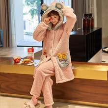 七采雏菊 【三件套哺乳】冬季月子服加厚羊羔绒孕妇家居服产后哺乳喂奶衣大码孕妇装连帽孕妇休闲装 s212豆沙色羊羔绒三件套 L码