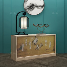 格灿新中式玄关柜复古简约中式储物柜餐边柜装饰柜彩绘柜子门厅柜鞋柜 玄关柜1500*450*750