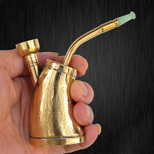 老式水烟斗金泰纯铜水烟壶烟袋锅两用型水烟袋黄铜烧锅水过滤烟斗 两用