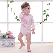 贝吻 婴儿包屁衣连体衣新生儿衣服三角哈衣宝宝爬爬服空调服B6131粉色 73码（6-12个月）