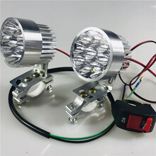 电动车灯 摩托电动车灯超亮摩托车LED灯9V12V24V36V48V60V72V85V改装灯电瓶车灯 2只9珠超亮聚光(管夹+开关)