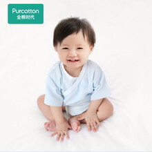 全棉时代 新生儿衣服 宝宝短款衣服纱布童装衣服 59/44(建议0-3个月) 蓝色+白色 2件/盒