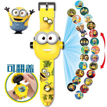 儿童玩具手表宝宝幼儿女孩3-6岁男孩艾莎公主奥特曼卡通投影发光手表 小黄人24投影【送电池+螺丝刀】