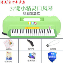 奇美口风琴32键37键儿童初学者小学生专用教学课堂口吹琴配教材书 小精灵37键绿色【中空硬盒】+吹奏说明+赠品