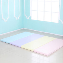 出口韩国宝宝爬行垫可折叠加厚5cm家用儿童拼接xpe地垫客厅无味婴儿爬爬垫软体防摔游戏垫子纯手工制作 马卡龙款 出口PU款XPE200*120加厚5厘米