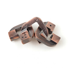 九连环 金锁玩具高难度智力扣解锁解环解密孔明锁鲁班锁全套 银色 三连锁(高难)