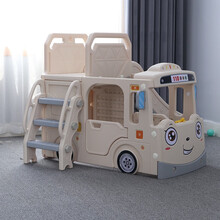 pikaboo儿童室内汽车滑梯玩具多功能宝宝滑滑梯家用小型滑梯秋千组合巴士滑梯 白色汽车滑梯