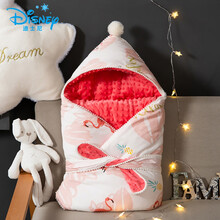 迪士尼官方自l营 新生儿抱被初生婴儿包被纯棉秋冬加厚宝宝用品产房襁褓包睡袋春秋 粉色-冬款加厚 90x90cm