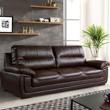 办公沙发简约现代大款黑色真皮商务会客经理会议酒店大堂双人三人位头层牛皮休闲午睡店铺接待室沙发茶几组合 加厚西皮 三人位2.15米