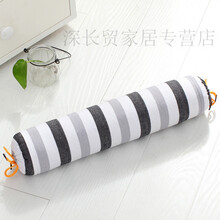 粗布颈椎枕荞麦皮枕头成人修复护颈牵引枕枕头枕芯 深灰色 圆柱灰黑条