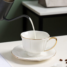 川岛屋轻奢陶瓷咖啡杯子家用高档精致欧式下午茶茶具套装咖啡杯碟 白色咖啡杯碟(带勺)