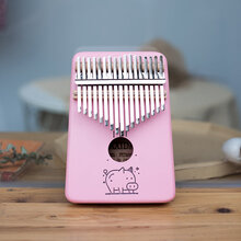 拇指琴初学者卡林巴琴手指琴17音粉色可爱单板 【桃花芯】17音粉色小猪+教程