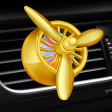 车载小飞机风扇 车载香水汽车内饰品空调出风口小风扇旋转车上装饰品香薰持久清香 炫彩金【带灯】 古龙【香片10个】