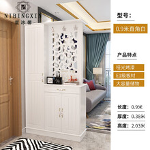玄关隔断柜现代简约进门客厅屏风装饰间厅入户鞋一体双面储物 0.9米直角白 组装  框架结构