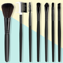 三诺澳迷你便携化妆刷套装初学者美妆工具专业全套散粉刷眼影刷高光刷腮红刷唇刷粉底刷彩妆遮瑕刷动物毛 7件套化妆刷 黑色