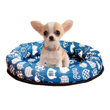 兴达万宠 狗窝猫窝  可水洗小型犬中型犬泰迪法斗狗床狗垫子  四季通用圆形宠物窝 蓝色 S款 37*37cm
