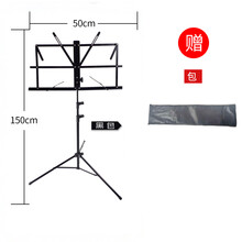 欧若拉-家用可折叠便携式乐谱架子落地加粗升降可调古筝吉他小提琴歌谱台 黑色折叠+包