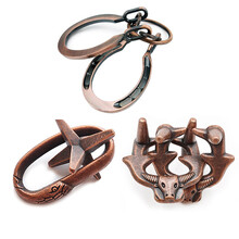 鲁班Puzzle锁蛇口逃生儿童益智玩具解压烧脑解闷魔锁套装 怀旧三件套(马蹄+牛头+蛇口)