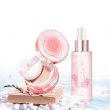 美康粉黛散粉蜜粉定妆粉遮瑕粉自然学生送女友 温柔粉玫瑰+定妆喷雾（适合油皮和混油皮）