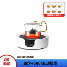 电陶炉茶炉小型电磁炉不挑壶具煮茶器智能触摸定时烧水炉泡茶蒸茶器家用光波炉 白色单炉+C款玻璃壶套餐