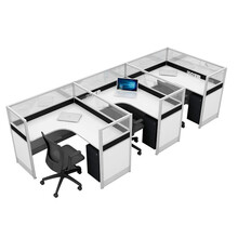 洛克菲勒办公家具职员办公桌屏风位办公桌员工桌工作位F型3人位含柜含椅