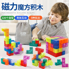 YIER 磁力魔方积木鲁班立方10-12岁儿童节日礼物拼装俄罗斯方块智力开发Z强大脑益智玩具 百变磁力3/4阶立方体【礼盒+收纳袋】21pcs