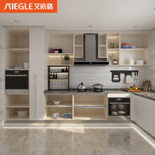 艾依格全屋定制 整体厨房橱柜定制 现代简欧L型厨房定做 石英石台面 吊柜地柜 定制诚意金