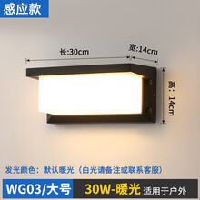 幻鲨 户外防水壁灯LED过道人体感应灯现代简约楼梯墙壁庭院灯 WG03大号-30W-暖光-【感应款】