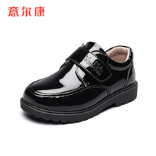 意尔康童鞋年秋季男童皮鞋漆皮亮面中大童校园演出鞋儿童ECZ1148322 黑色 35