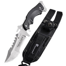 汉道 （HX OUTDOORS）户外小刀野外生存刀具露营防随身小刀锋利高硬度战术直刀三叉戟 镀灰钛