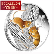 宝茄雷龙 澳大利亚双色鼠纪念币1盎司银色壹美圆钱币收藏鼠年幸运纪念品七夕情人节礼物 钢芯镀银+彩绘 40毫米*3毫米