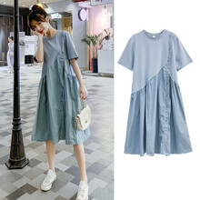 孕妇装夏装时尚潮妈短袖孕妇套装春夏季中长款外穿孕妇裙夏天大码孕妈装宽松舒适孕妇连衣裙子新款 图片色 M