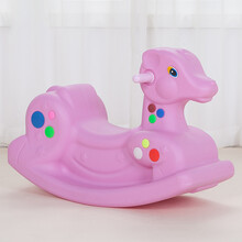 儿童木马摇马单色连体塑料摇马儿童宝宝摇摇马木马摇椅幼儿园玩具 单色粉鹿