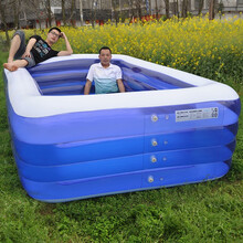 儿童充气游泳池大型成人加厚游泳池家用儿童折叠游泳池成人家庭收纳海洋球池婴幼儿室内游泳桶加厚洗澡池 特厚2.6米四层实用套餐