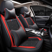 新老款比亚迪F3R/L3/F6/G5/G6/S6S7e6全包围汽车坐垫四季通用座套 豪华版黑红色