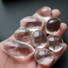 天然白水晶碎石大颗粒抛光原矿消磁石净化装潢材料原石盆栽风水鱼缸造景 精挑椭圆形500g