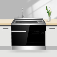 伟佳好太太 集成水槽 304不锈钢手工水槽 双槽 厨房多功能配套一体水槽 拉丝一体成型洗菜盆 集成水槽洗碗机1米 高温消毒 超声波清洗