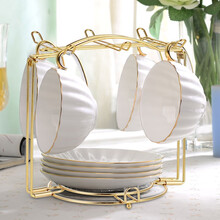 友来福 欧式咖啡杯套装简约休闲下午茶带勺家用南瓜杯碟 南瓜杯 4杯碟（配架）