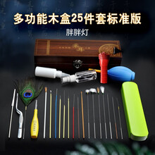 木盒采耳工具套装专业掏耳朵挖耳勺工具采耳鹅毛鸡毛孔雀毛挖耳25件套装 长木盒采耳25件套+胖胖灯