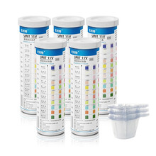 优利特 尿11项试纸家用目测十一项尿常规检测尿试纸条11V白细胞尿比重尿蛋白酮体 100条装尿11项试纸【5盒】+500尿杯