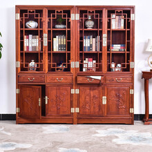DFJXW F红木家具缅甸花梨（学名：大果紫檀）书房书柜实木书橱带门中式仿古陈列柜书架明清古典书房书 一对 长196宽38高198cm