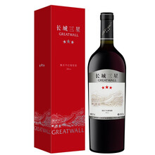 超市	
长城（GreatWall）红酒/白葡萄酒 长城三星 中粮长城葡萄酒 长城三星葡萄酒（长城五星副牌） 三星美乐干红750ml 单支礼盒装