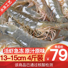 虾【领卷立减20】沃鲜汇国产 大虾 4斤装 青虾鲜虾海虾基围虾鲜活冷冻生鲜 虾类 已核酸检测 13-15厘米(鲜虾活冻) 4斤装(净虾3斤)